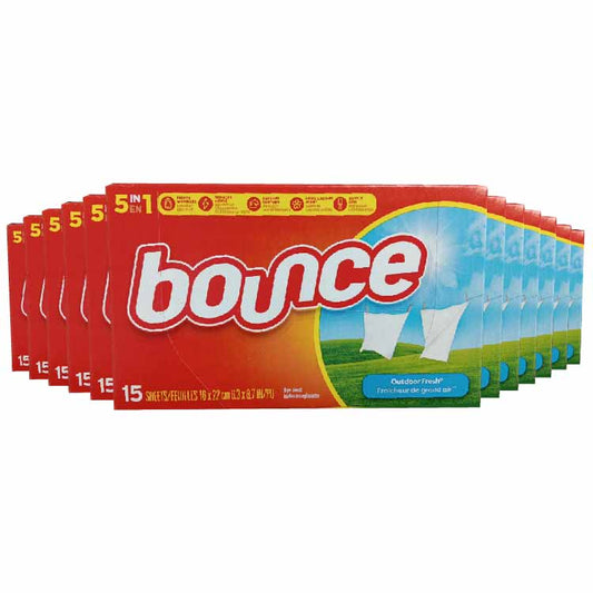 Bounce - Dryer Sheets Outdoor Fresh Scent 15 Ct - 12 Pack