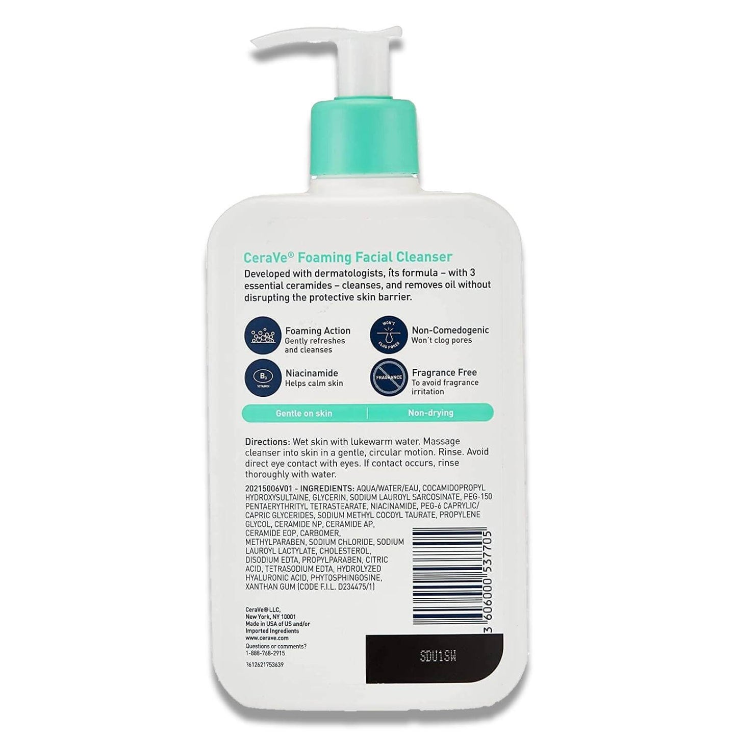 CeraVe - Foaming Face Wash, Facial Cleanser for Normal to Oily Skin - 16 Oz - 12 Pack