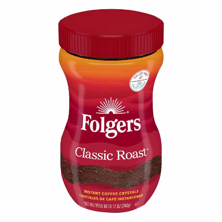 Folgers - Instant Coffee Crystals Classic Roast- 12 Oz - 6 Pack