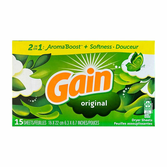 Gain - Original Dry Sheets 2in1 Aromaboost + Softness - 15ct - 12 Pack