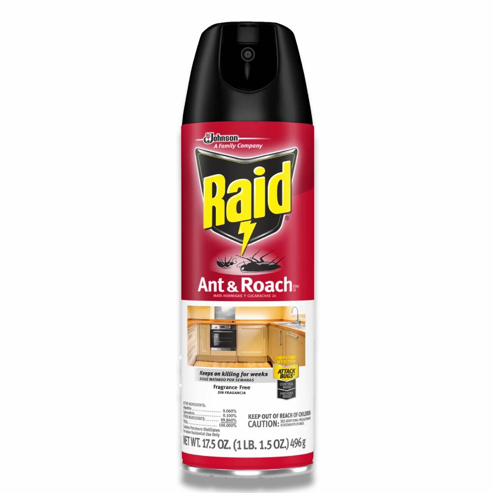 Raid - Ant And Roach Killer Aerosol Spray, Fragance Free - 17.5 Oz - 12 Pack