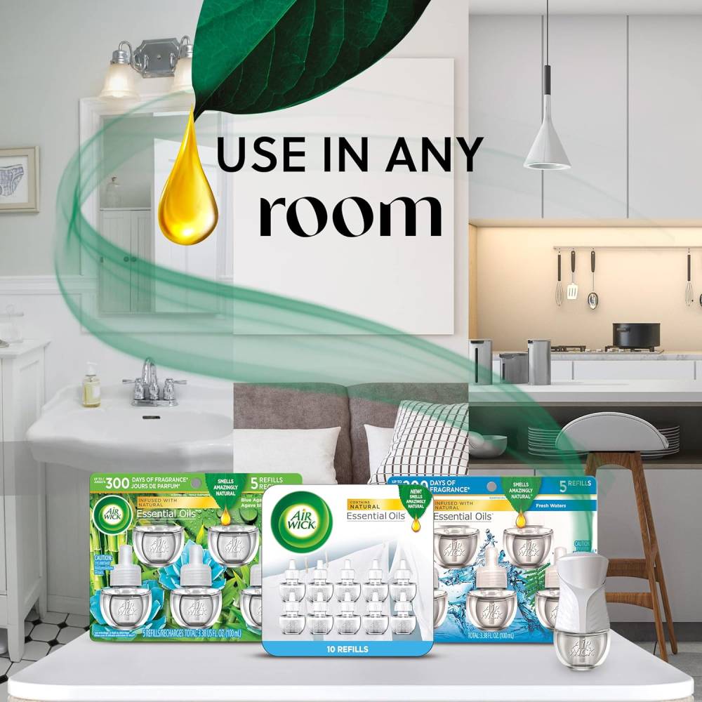 Air Wick - Scented Oil, Driftwood & Sea Spray, Essential Oils - 3.38 Oz -  (5 Ct Each) - 5 Pack