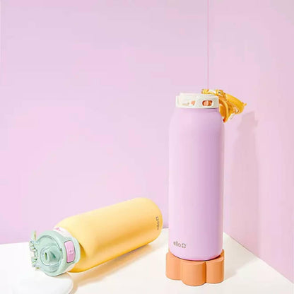 Ello Pop & Fill - Stainless Steel Water Bottle with QuickFill Technology - Tangerine/Plum - 32 Oz - 2 Pack